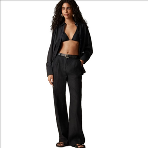 J Crew Wide-leg Essential pant in linen BW528 Size 10 NWT Black